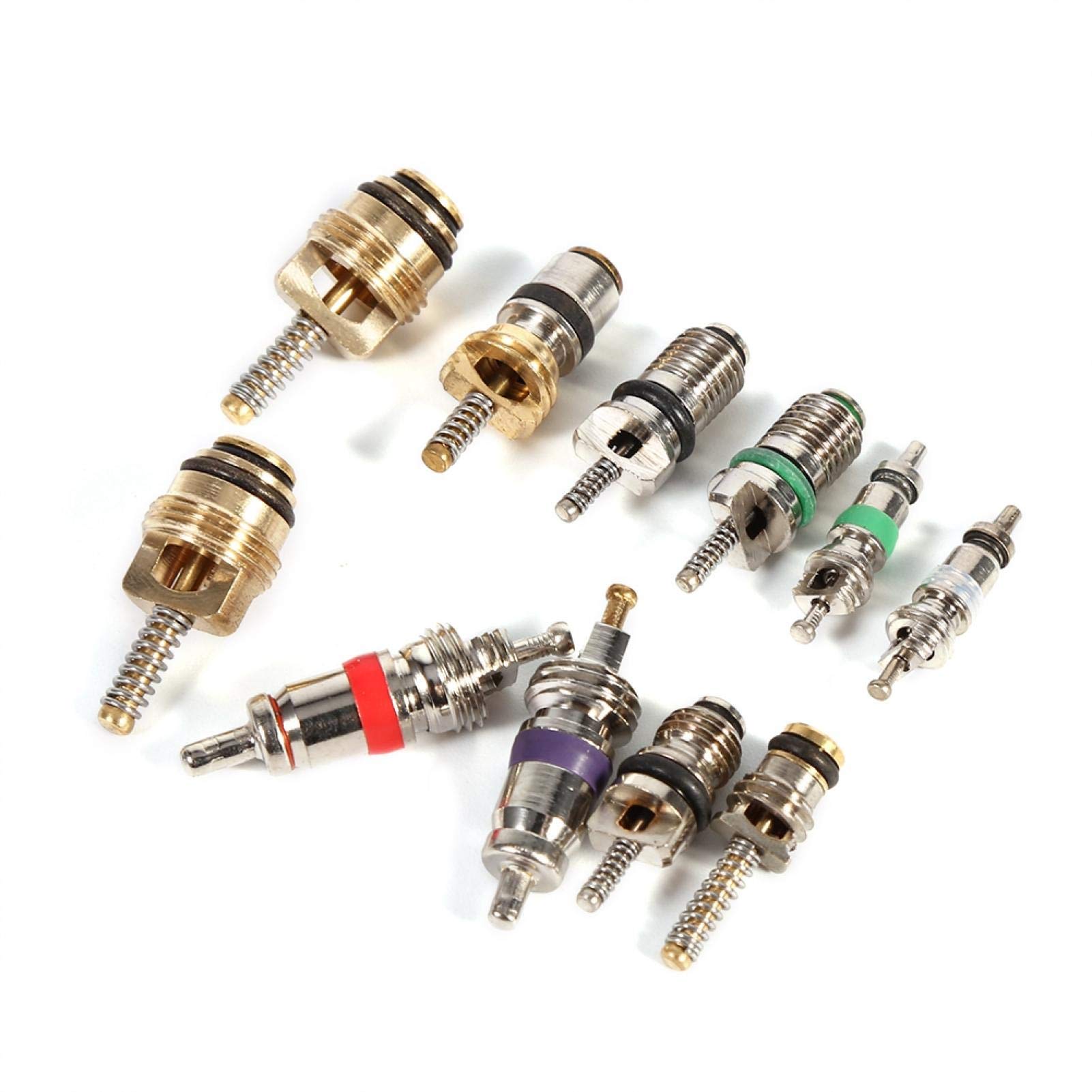 Kit de 102 embouts de valve de climatisation A/C R134a/R12 pour valve de pneu de réfrigération, kit d'outils de démontage, 102 pièces de valve Obus A/C Nucleo Valvula 16 mm pour valve de pneu 102 AC