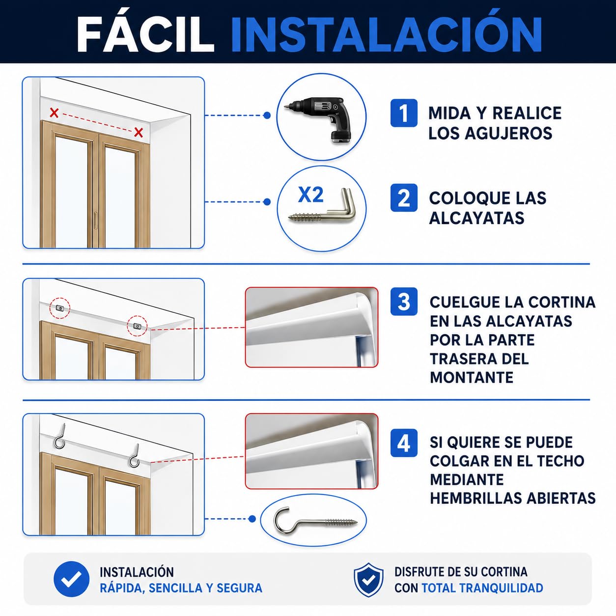 Cortinas Exterior Puerta de Tiras | Material Plastico PVC y Barra Aluminio | Ideal para Terraza y Porche | Antimoscas | Amarillo | 210 * 120