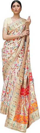 SGF11 Womens Kanjivaram Lichi Silk Saree With Blouse Piece 6.3metres