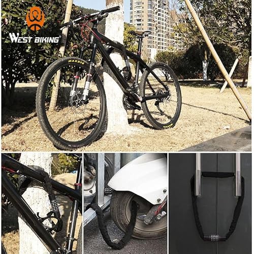 WEST BIKING - Cadeado Corrente Bicicleta Portátil Trava De Bike Capacete Combinação Números