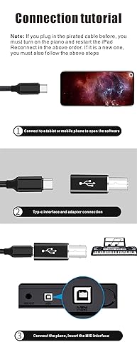 Miniatura 7 de BOLS Adaptador USB C hembra a MIDI adaptador USB C a USB B 2 paquetes compatible con impresoras MIDI pianos eléctricos sintetizadores y más