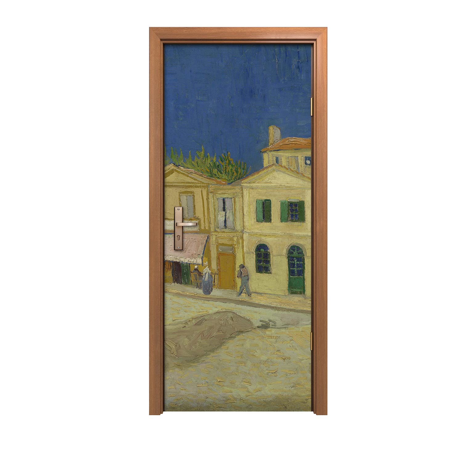 Autocollant de porte 90x200cm Maisons Jaunes pour décoration murale adhésive de maison