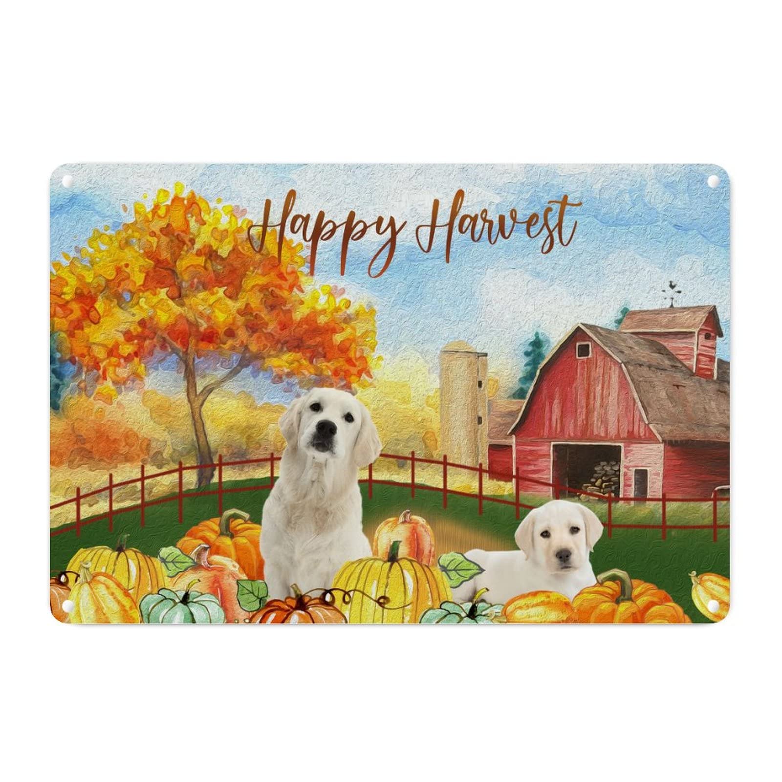 Panneau métallique de Thanksgiving en aluminium décor d'automne 30x45 cm