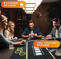 Vista 3 de Newverest Tablero de Mesa de Póquer de 70" x 35", Tapete de Póquer Texas Hold'em para Noches de Juego en Casa hasta 10 Jugadores, Casino Cubierta