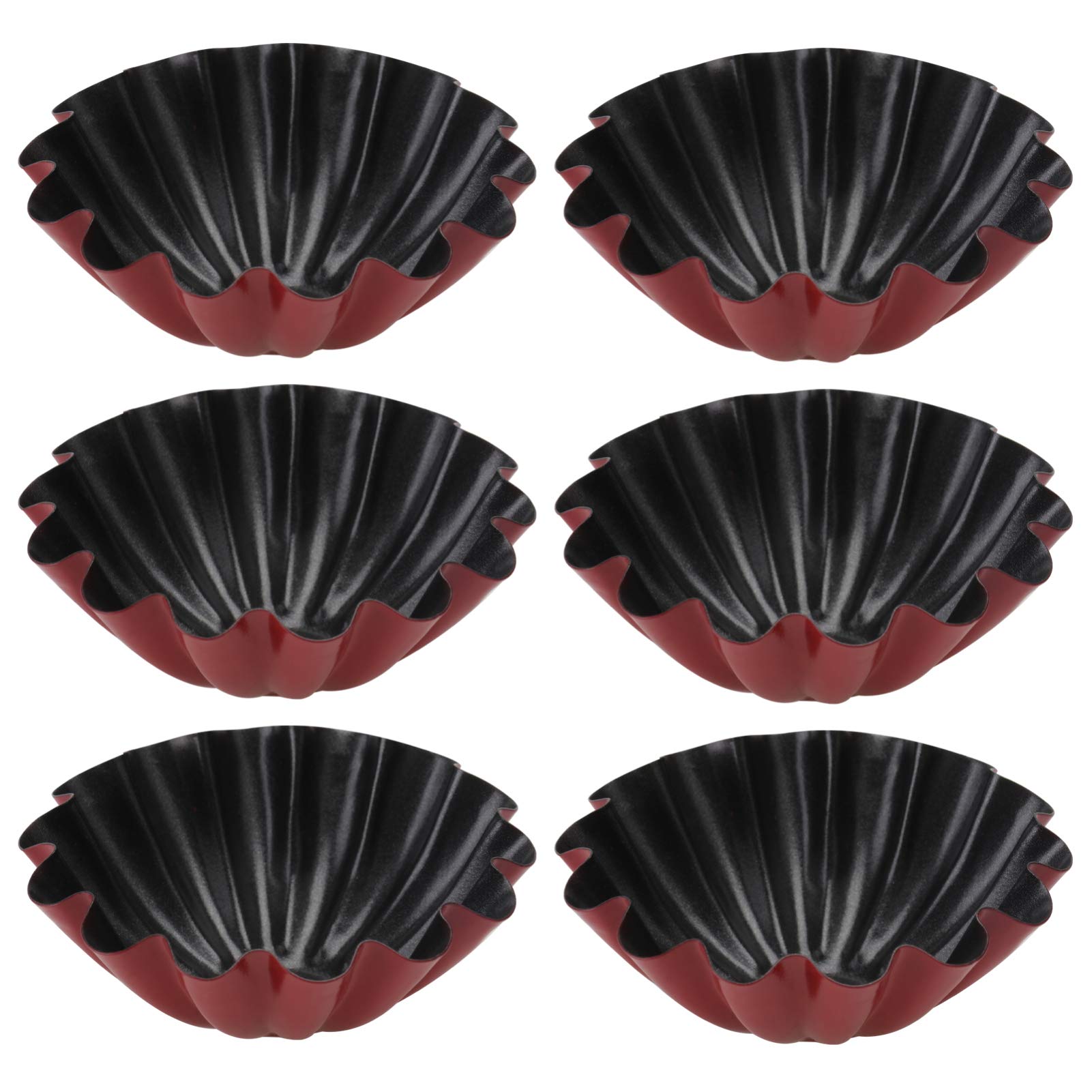 DOITOOL 6pcs Egg Tart Molds Baking Tool Non-Stick Tart Muffin Pans Jelly and Pudding Molds Easy Demoulding Stainless Steel for Home