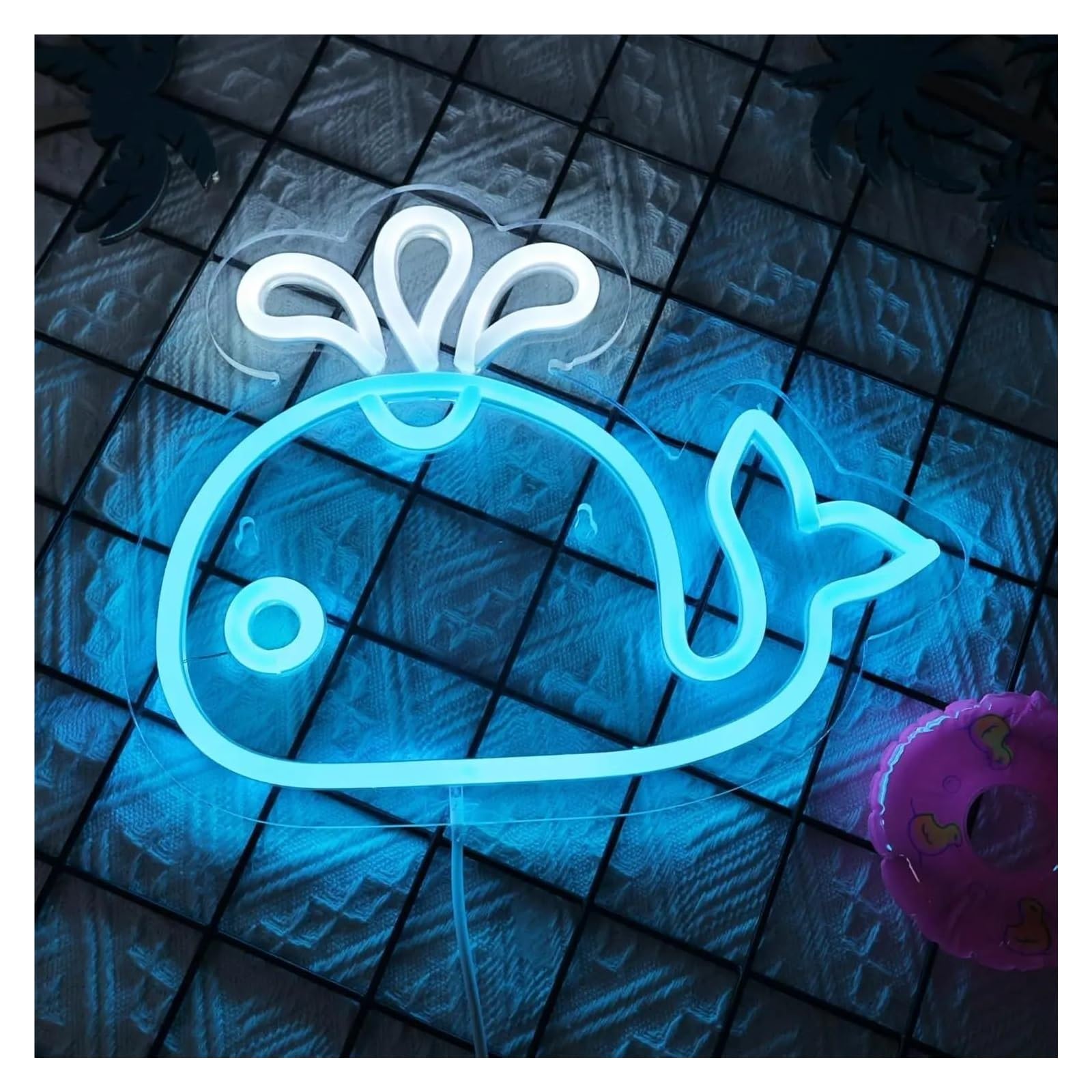 LEMST Sign Lamp Whale Neon Lights for Homes, Gardens, Bars, Restaurants, Hotels, Shops and Clubs 27x21.5cm
