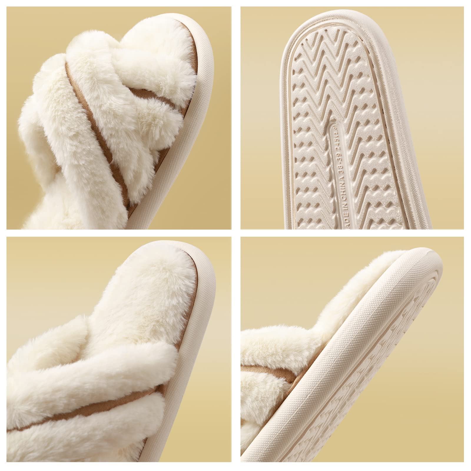 Generic Pantofole Peluche Donna Ciabatte da Casa Comode Invernali Scarpe Sandali Slippers Pantofole da Donna Memory Foam Ciabatte Invernali