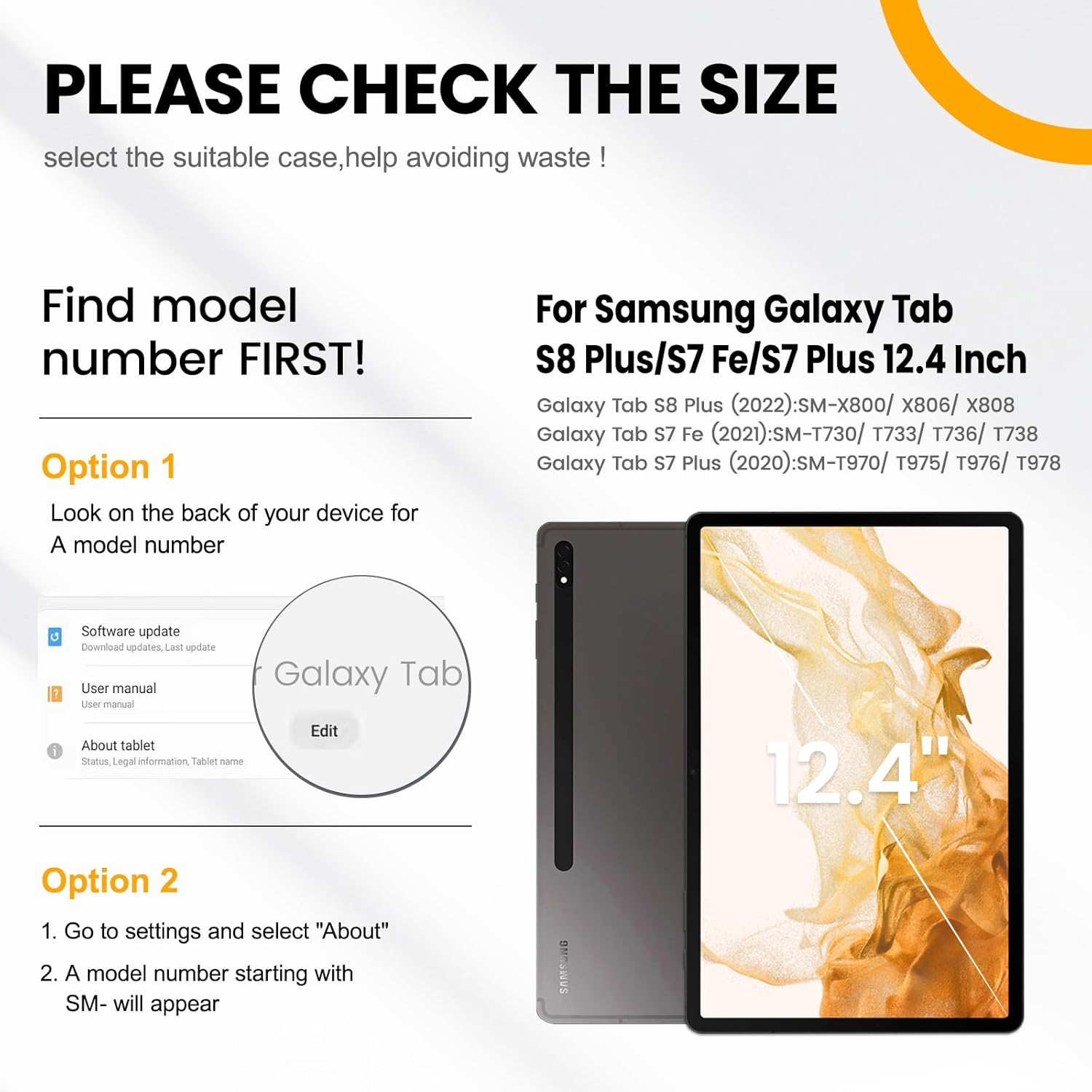 Timecity Case for Samsung Galaxy Tab S8 Plus/ S7 FE 5G Case 12.4'' with Screen Protector & 360° Swivel Kickstand & Hand Shoulder Strap for Galaxy Tab S7 FE/ S8 Plus/ S7 Plus 12.4 inch -Black