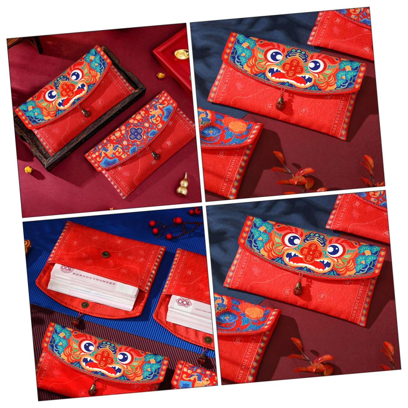 Operitacx Sobres Chinos Del Dinero 4 Piezas Sobre Rojo Del Chino Sobres Decorativos Festivos Paquete Rojo Creativo Paquete De Conejo Del Zodiaco Monederos e De Dinero Bolsa De o Sobre