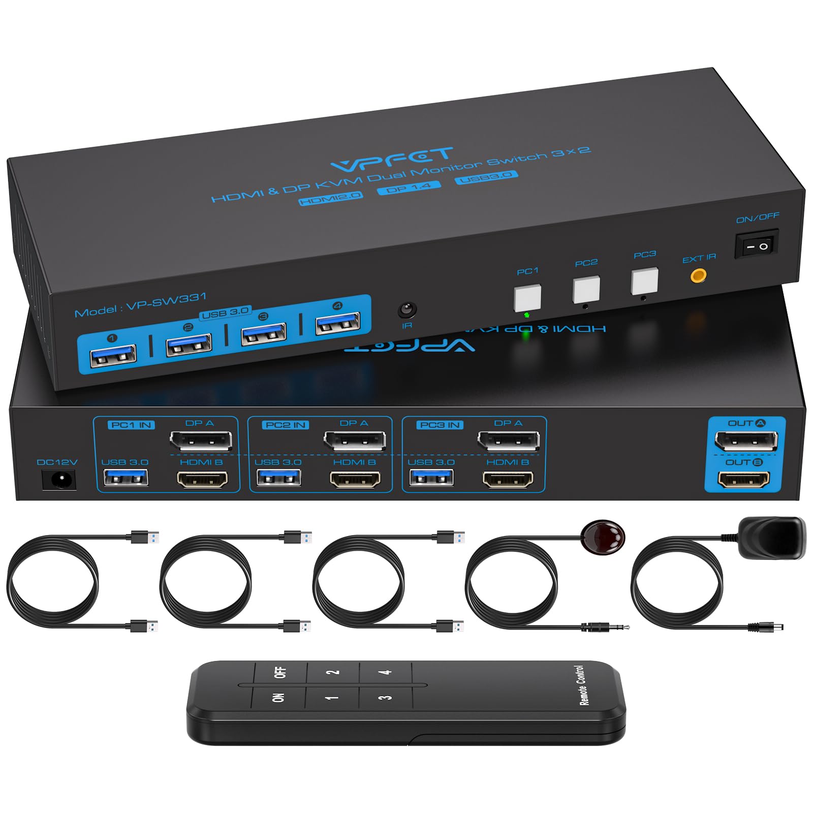 8K Displayport KVM Switch 2 PC 2 Monitor 4K@144Hz 8K@30Hz, MST Dual Monitor KVM