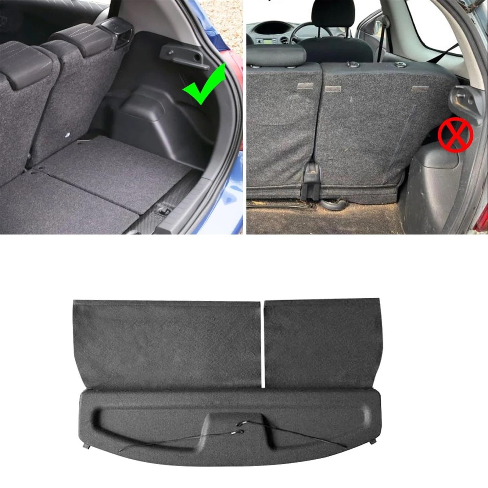 Générique Cache-Bagages Couverture De Coffre Non Rétractable pour Toyota pour Yaris 2012 – 2017 Couverture Bouclier Protection Confidentialité Décoration Automobile Plage Arrière(2003-2011)