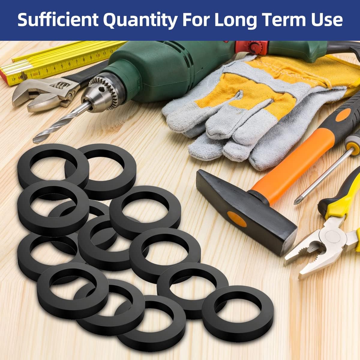 10Pcs Oil Resistant Rubber Washers 1 1/2" OD x 1" ID x 1/8" Thickness Black Neoprene Industrial Flat Rubber Spacer
