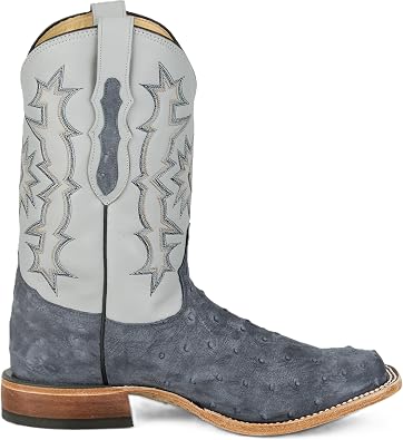 Tony Lama Carlos 11" Full Quill Western Boots for Men - Heritage Collection - Square Toe, Premium Full Quill Ostrich Leather Outsole
