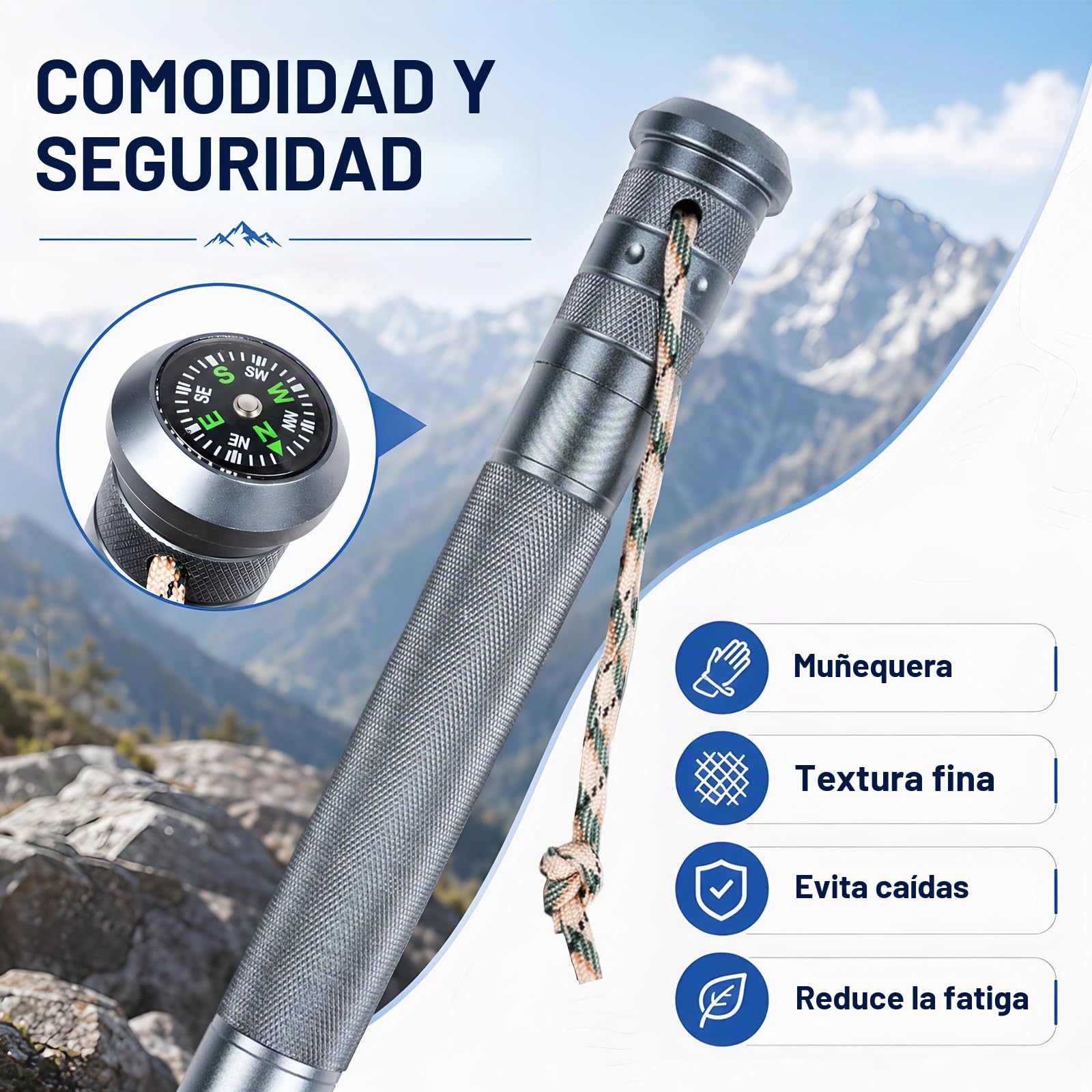 aiGear Bastón táctico para caminar, senderismo, equipo multiherramienta, bastón de senderismo, personal táctico al aire libre para supervivencia, camping, senderismo