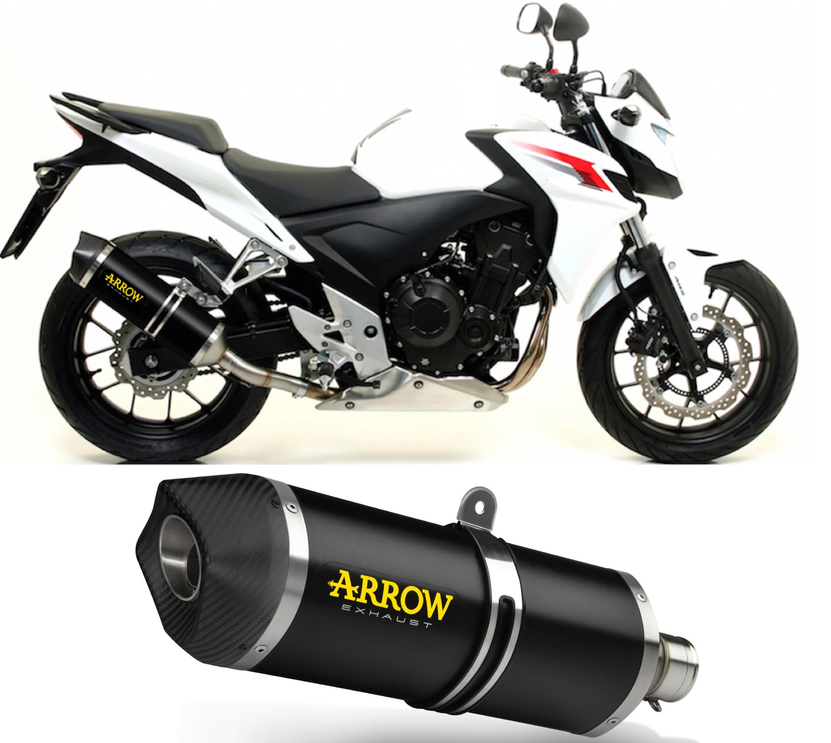 Silenciador Arrow 71804akn de aluminio negro y fibra de carbono para moto Honda CB 500 F 3