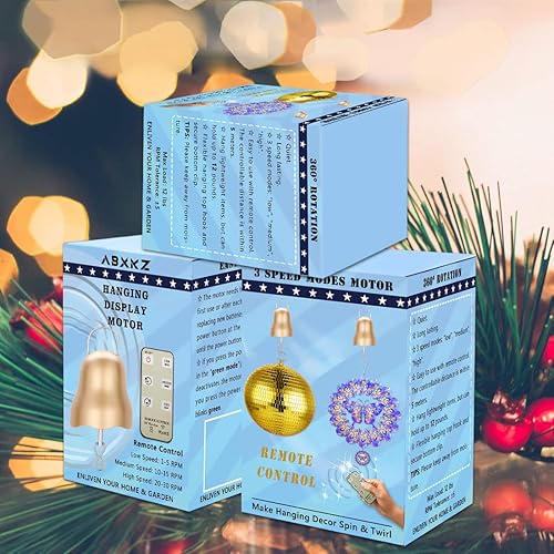 Miniatura 6 de Motor de bola de discoteca con control remoto, 1-30 RPM y motor giratorio de viento ajustable de 3 velocidades y temporizador, motor giratorio