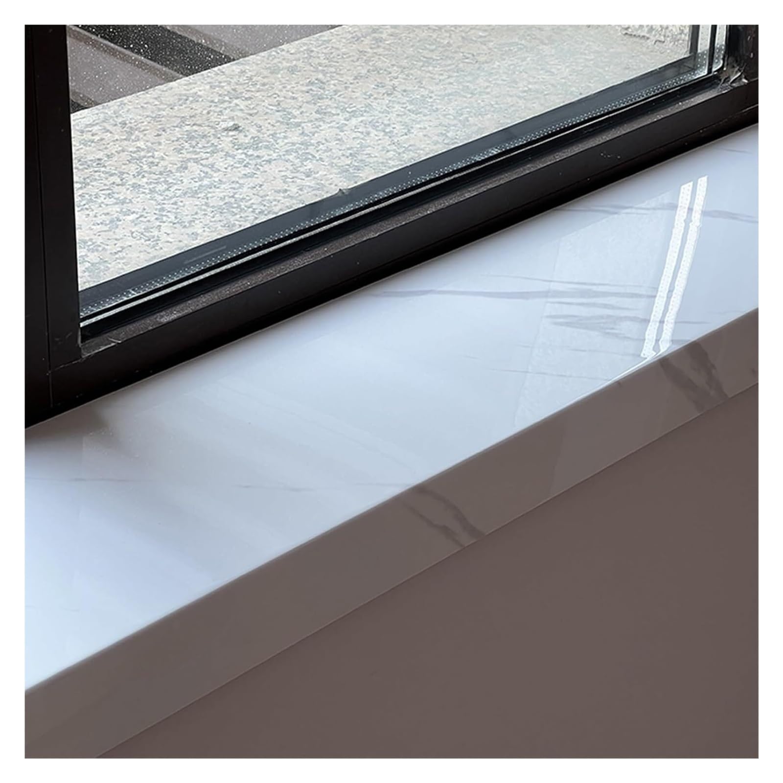 Window Ledge Cover Window sill Cover, White Tile Finish Window Sill Cover, Marble-Style Stair/Windows Edge Protector Plate, Home Bay Windows Sill Board Capping(140x25cm/55.1x9.8in)