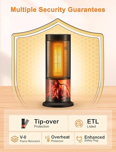 Miniatura 3 de TRUSTECH Calentador de espacio de 17 pulgadas, calentador eléctrico PTC de 1500 W para uso en interiores, 3 modos y termostato ajustable,