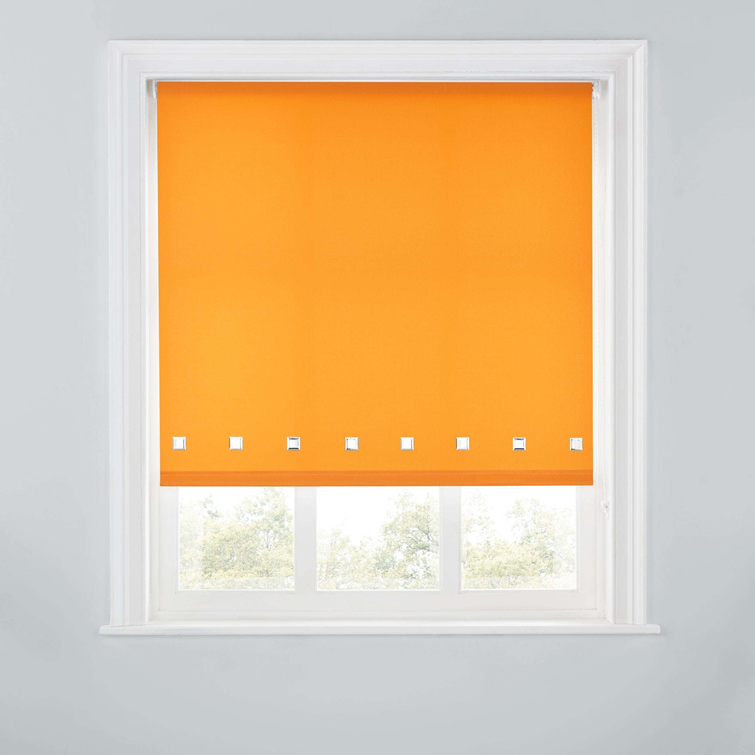 Premium Trimmable Square Eyelet Roller Window Blind – Light Filtering Fabric,Easy Fit,Child Safe Chain for Bedroom,Kitchen,Living Room. 6FT - ORANGE - 180cm (W) x 170cm (L) | 70.8" (W) x 66.9" (L)