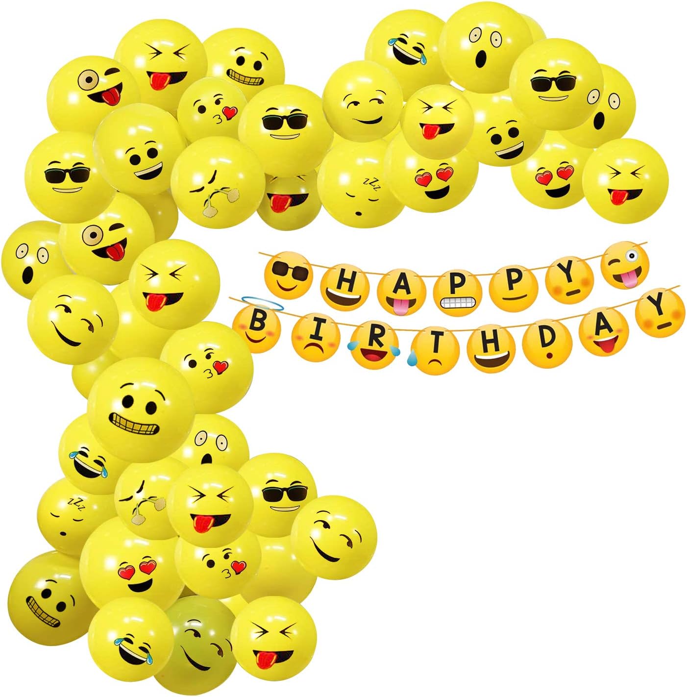 Party Propz Emoji Theme Birthday Decoration Kit - 51Pcs Combo Balloon Set for Kids, Banner Boys,Girls Party Supplies