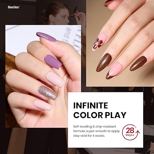 Miniatura 73 de beetles colección “Rainbow” - Kit de esmaltes de uñas en gel, de 20 colores, verde, rosa, azul, con brillantina y nude para niñas, con 3 frascos