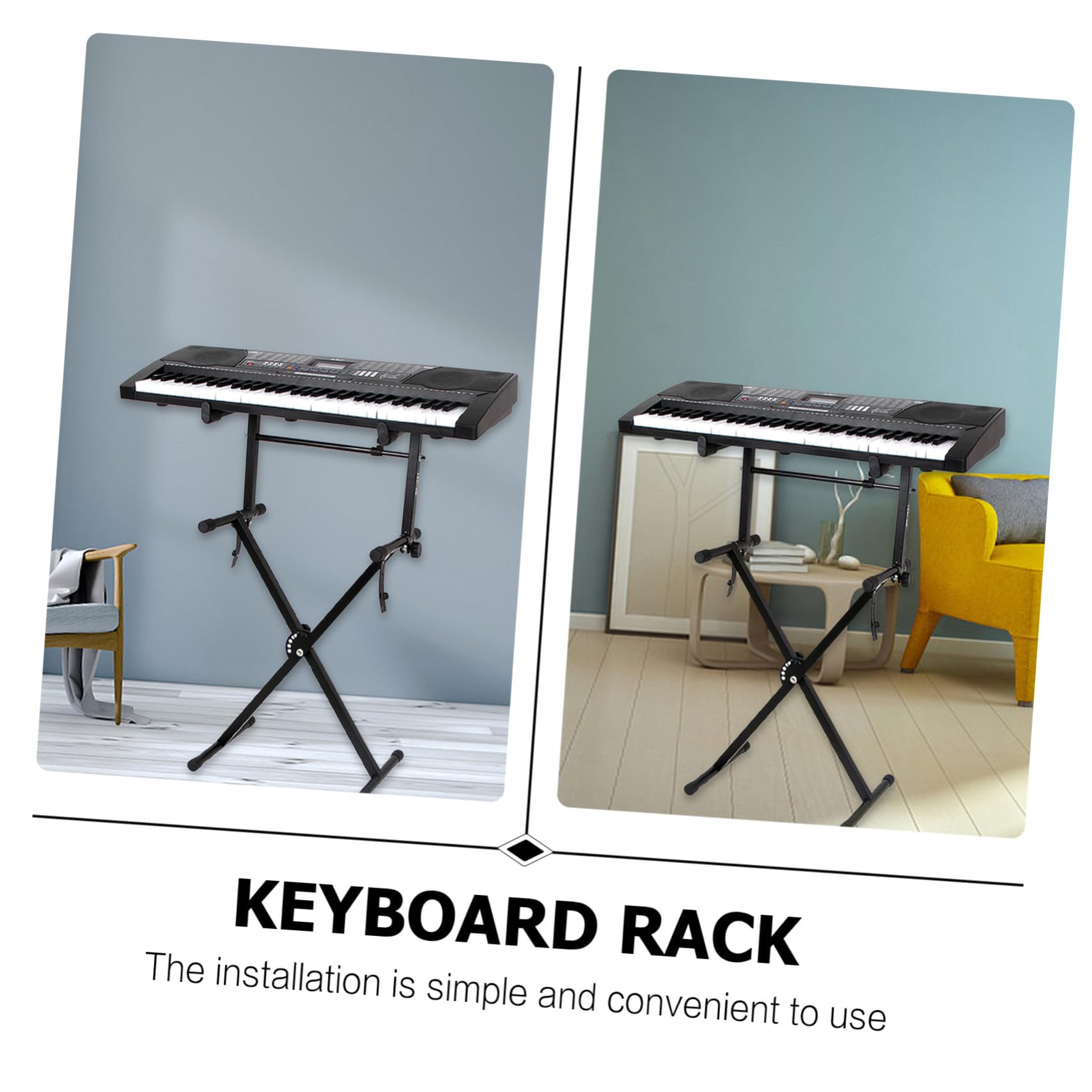 Elektronischer Keyboardständer aus Eisen mit Gummipad Stabiler und Schwerer Doppellagiger Klavierständer für Bühne und Zuhause in Schwarz