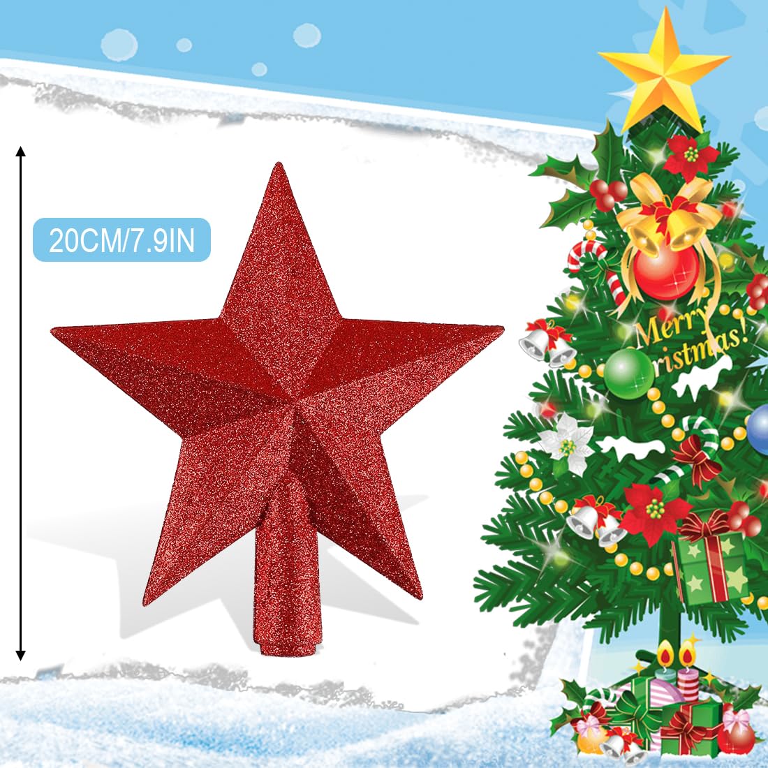 Ange Sapin Noël LED 32 Cm – Étoile Treetop Argentée Lumineuse – Décoration Noël Magique