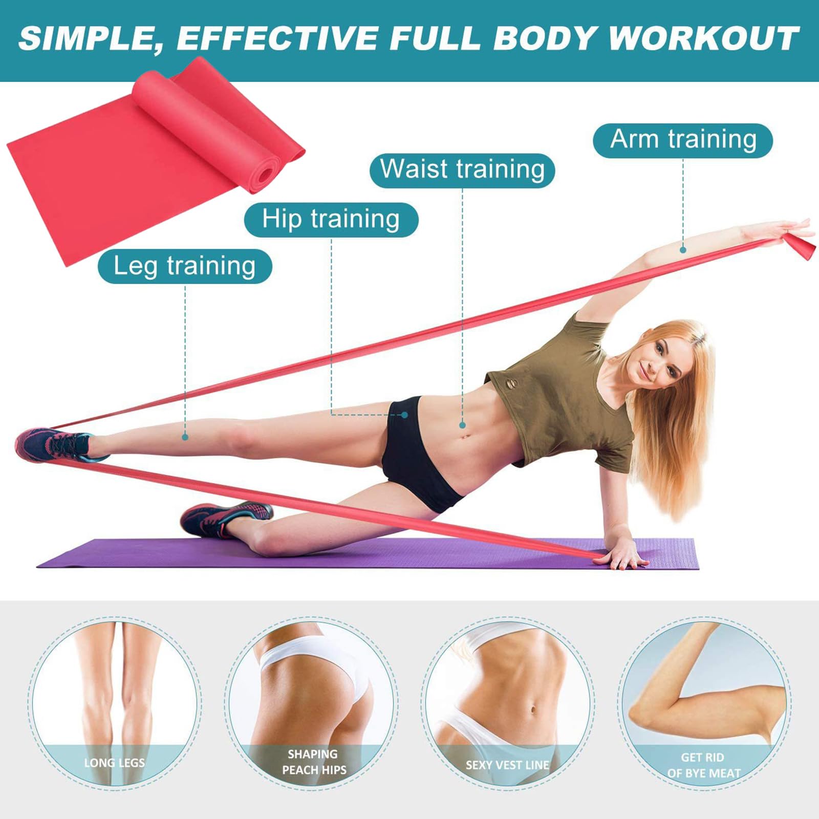 Fascia Fitness In Lattice Naturale Per Allenamento Forza, Yoga E Pilates - Resistenza 15-35 Lbs (Rosso) - Singola
