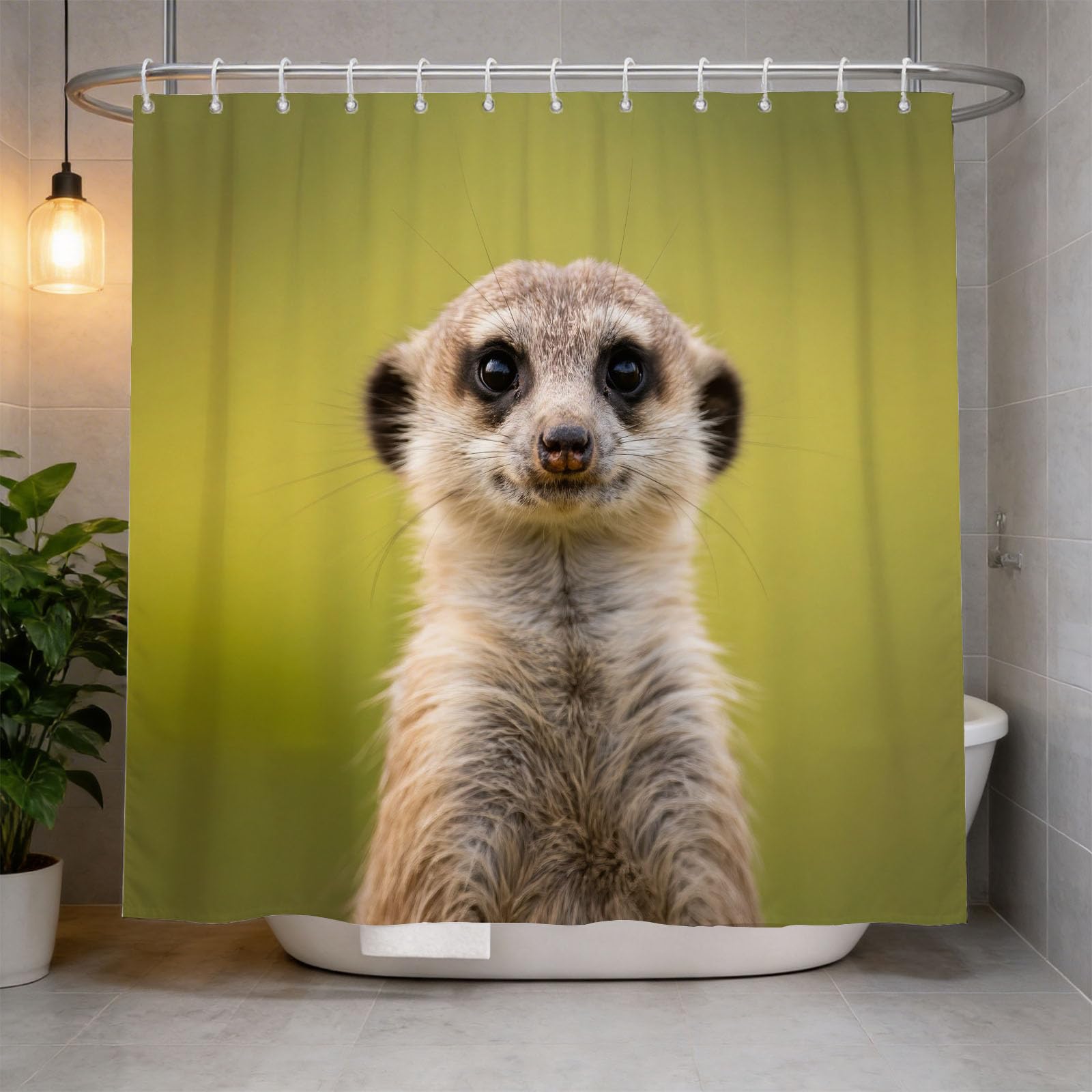 Hongduo 3D Meerkat Shower Curtain for Stalls Bathtubs Cute Lovely Bathroom Decor Shower Curtain Set Polyester Fabric Waterproof 180x180cm/71X71 Inch with Hooks