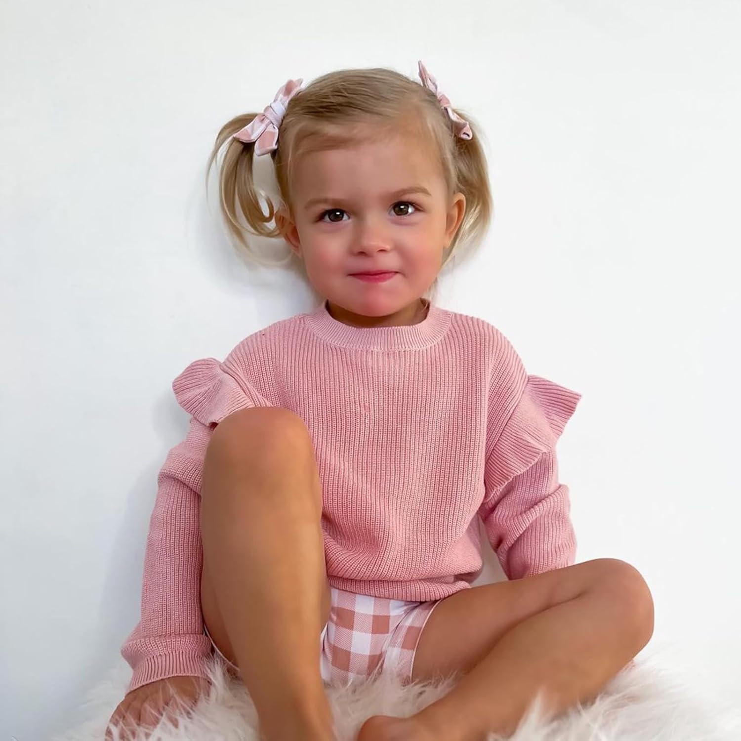 Newborn Baby Girl Cute Ruffle Sweater Toddler Long Sleeve Basic Candy Color Chunky Sweaters Fall Winter Clothes - Image 2