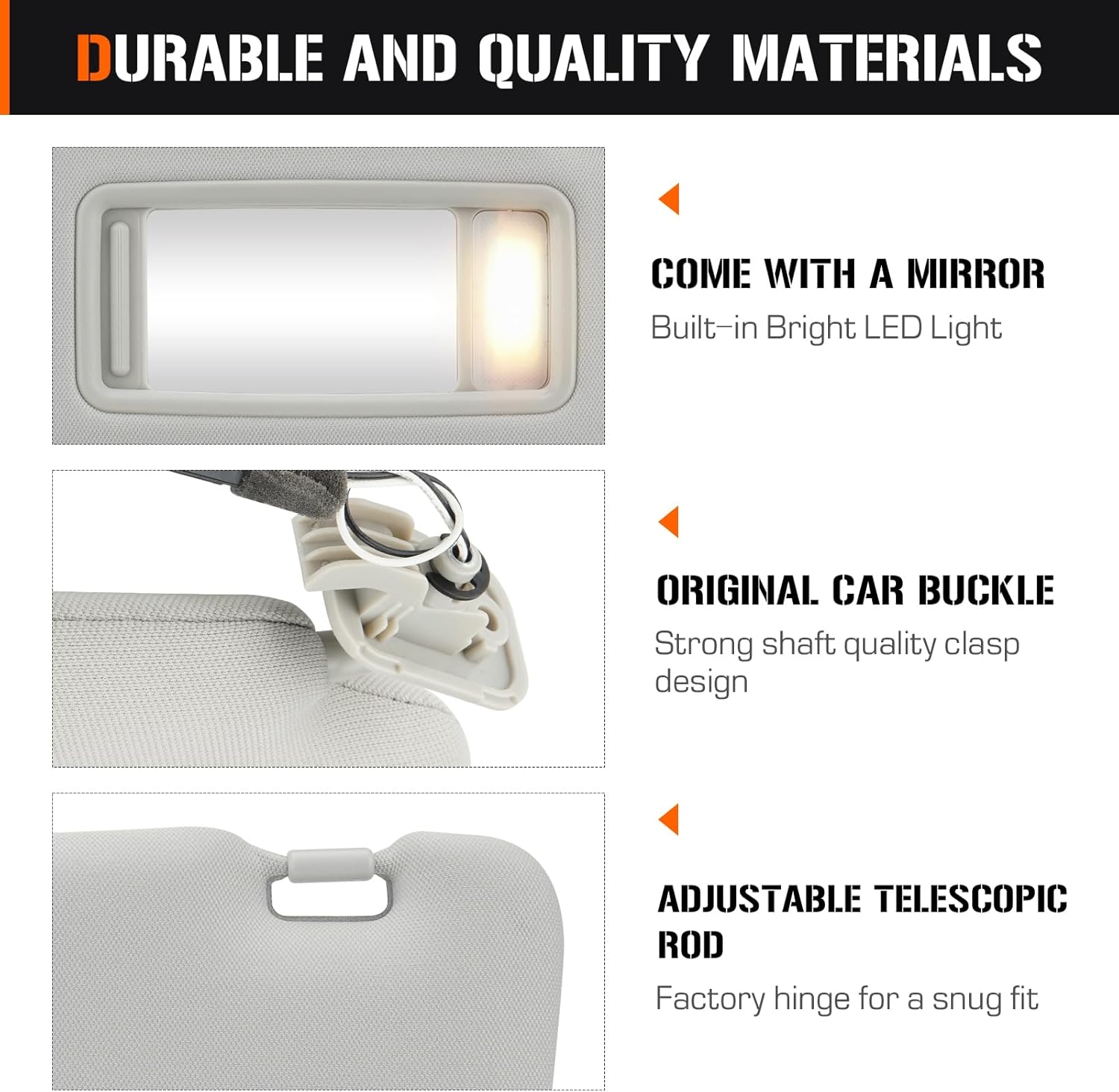 Left & Right Sun Visor with Light for Mazda CX-9 2010-2015, Driver & Passenger Side Grey Sunvisor Replace Ment TDY1-69-320