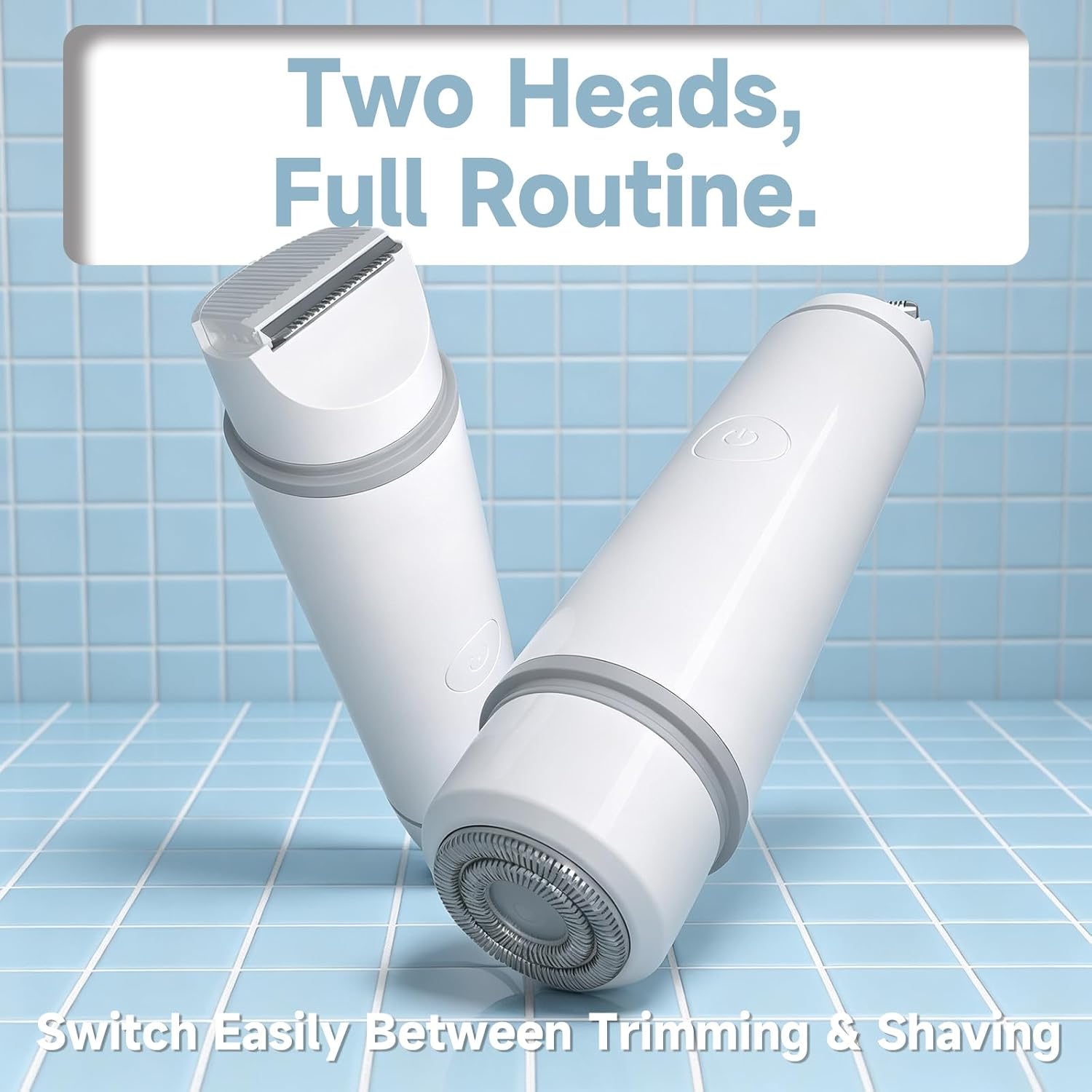 Bikini Trimmer for Women Dual Head Waterproof Rechargeable (Pearl White)
