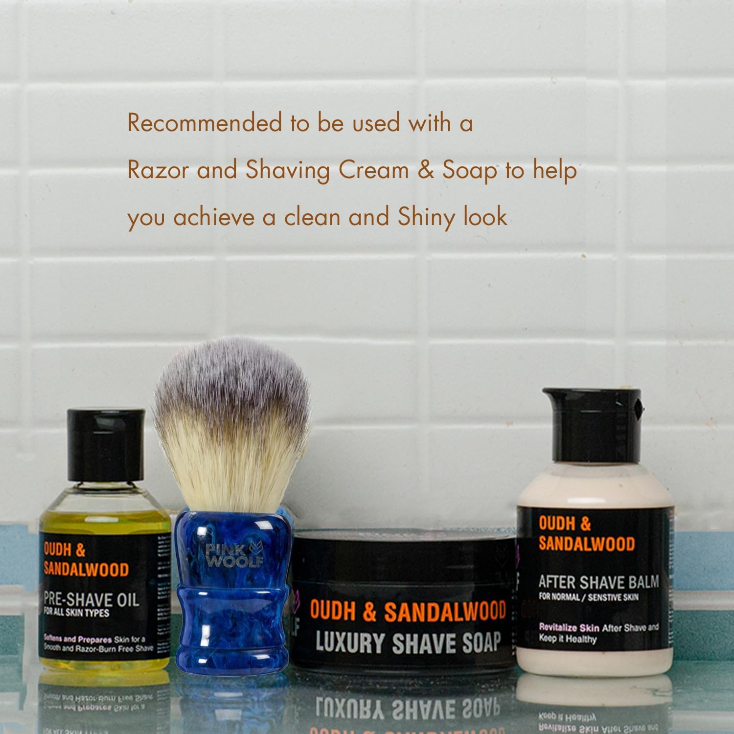 Pink Woolf Luxury Shaving Brush for Men – Dense Thick Knot, Premium Hair, Rich Lather for Cream & Soap, Traditional Wet Shaving Brush | BLUE MONSTER