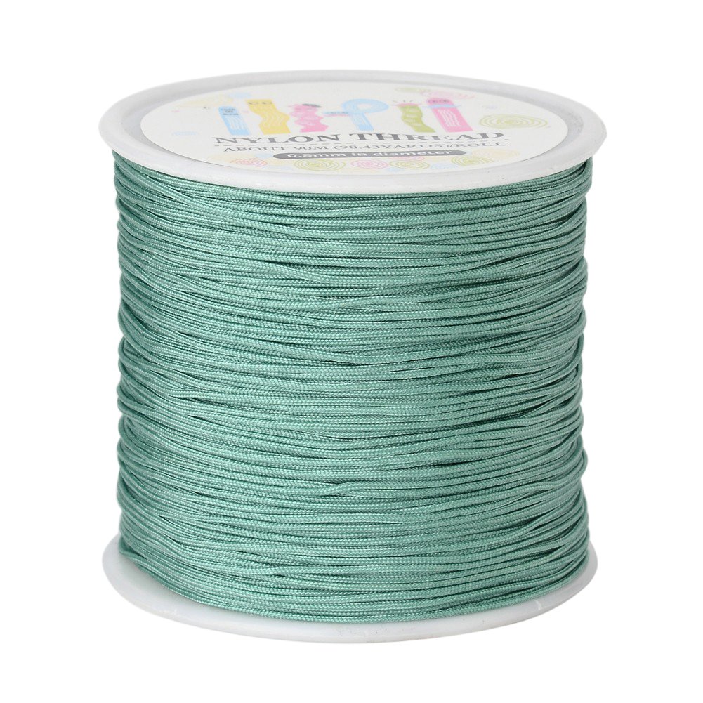 PandaHall 98 Yards 0.8mm Braided Nylon Cord Chinese Knotting Cord Imitation Silk String Beading Thread for Shamballa Macrame Bracelet Making(Dark Sea Green)