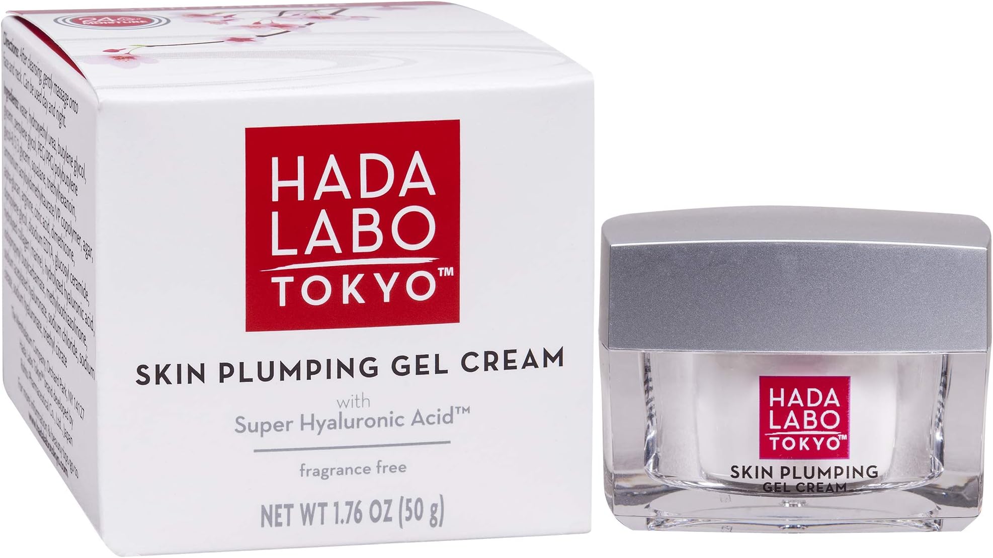 Hada Labo Tokyo Plumping Gel Cream, Facial Moisturizer, Clinically Proven to Provide 24-Hour Moisture in One Use, Super HyaluronicAcid, Ceramides, Collagen, No Parabens, Dyes or Fragrance, 1.76 oz