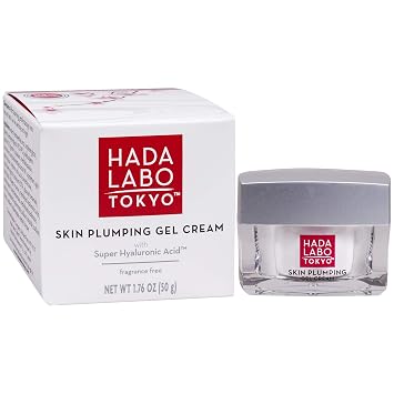 Hada Labo Tokyo Plumping Gel Cream, Facial Moisturizer, Clinically Proven to Provide 24-Hour Moisture in One Use, Super HyaluronicAcid, Ceramides, Collagen, No Parabens, Dyes or Fragrance, 1.76 oz