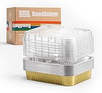 Vista 10 de Sartén de papel de aluminio dorado de 9 x 13 pulgadas, bandeja desechable resistente, recipiente profundo para calentar, hornear, cocinar