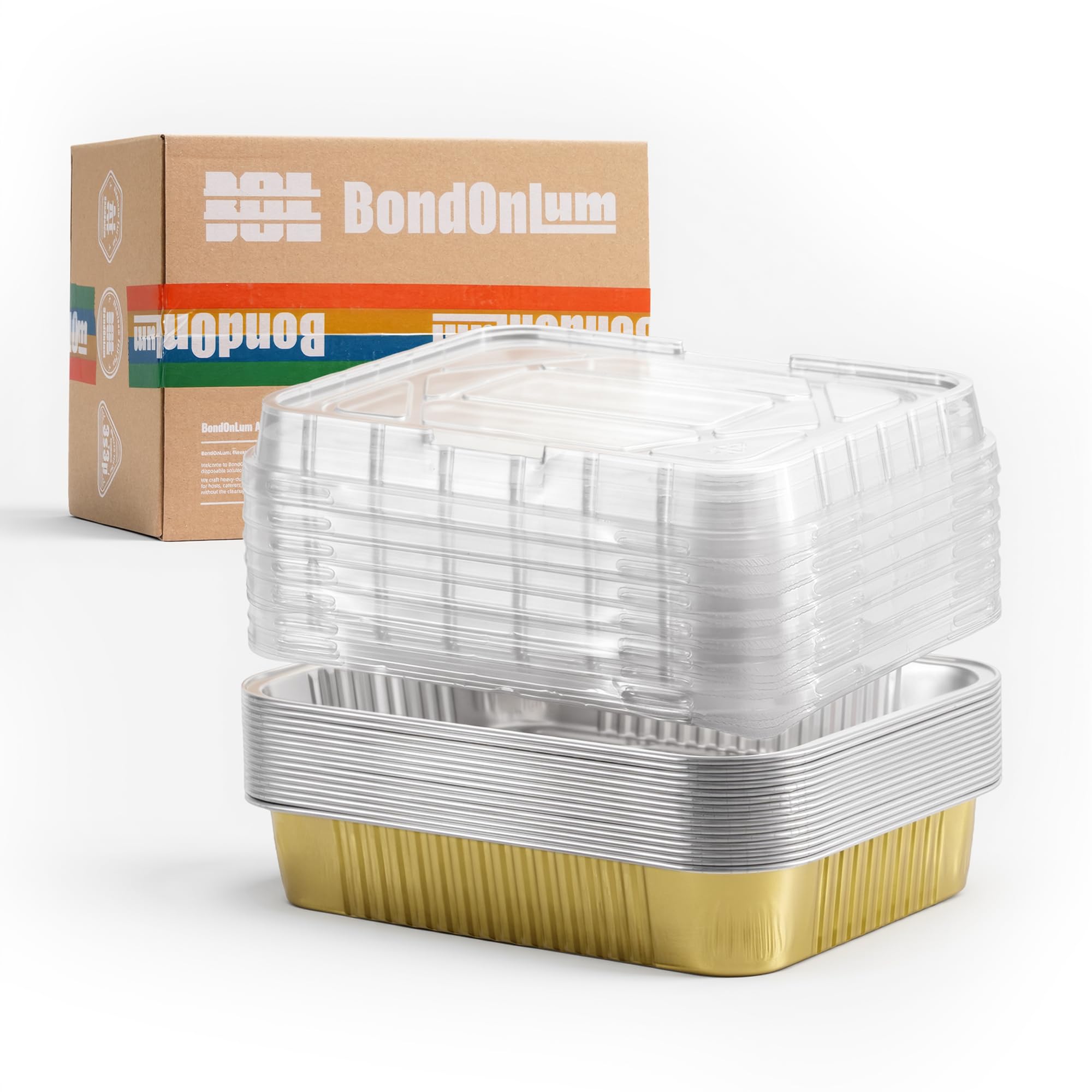 Poêle en aluminium doré jetable 1200 ml avec couvercle pour cuisson et traiteur (Lot de 5)