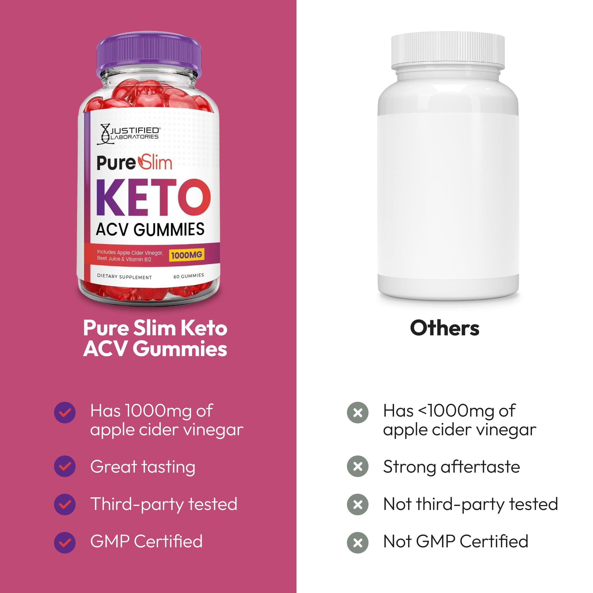 Amazon.com: Justified Laboratories Pure Slim Keto ACV Gummies
