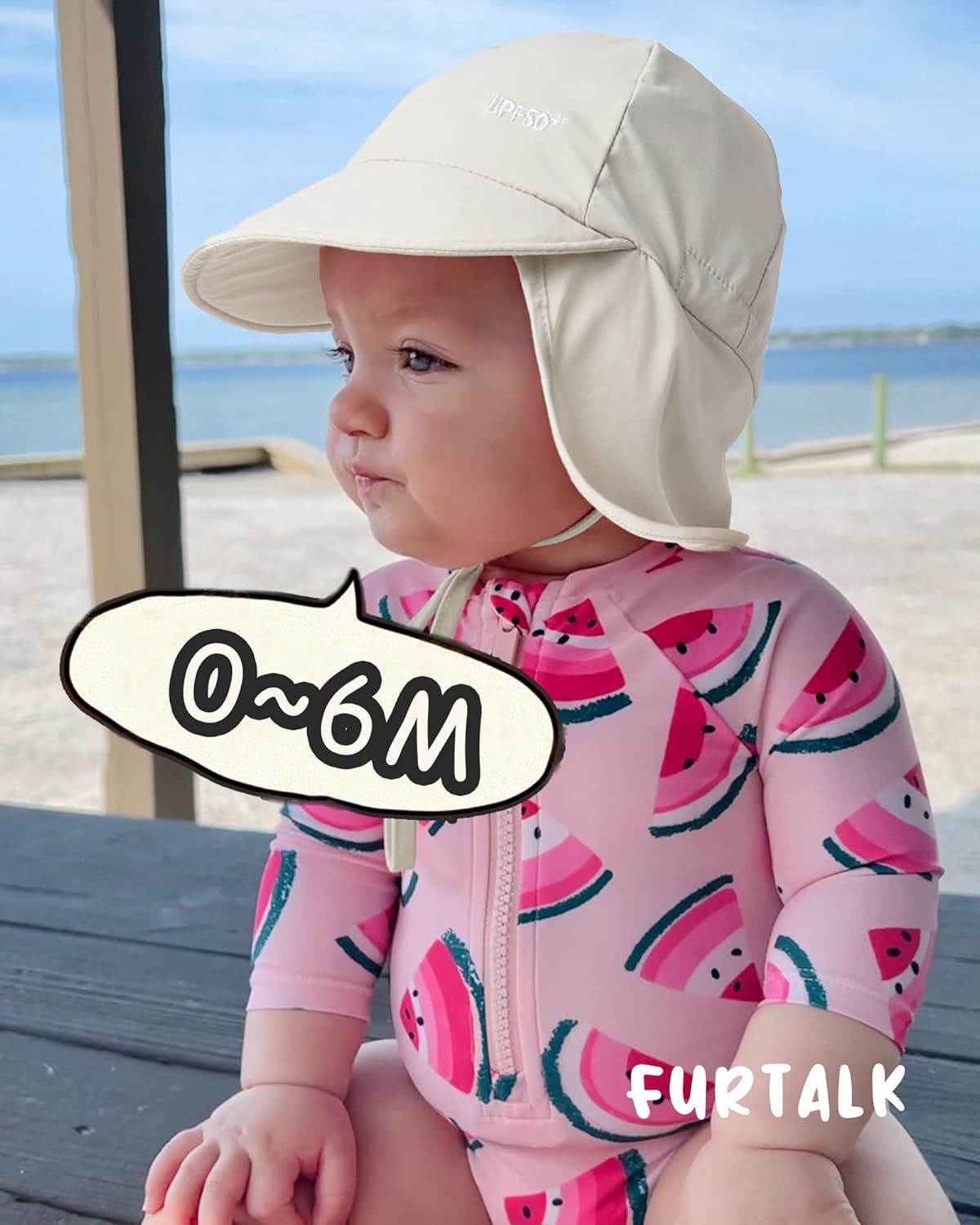 FURTALK Baby Sun Hat with Neck Flap UPF 50+ Adjustable Baby Boys Girls Summer Beach Hat for Traveling Swim Hat - Image 6