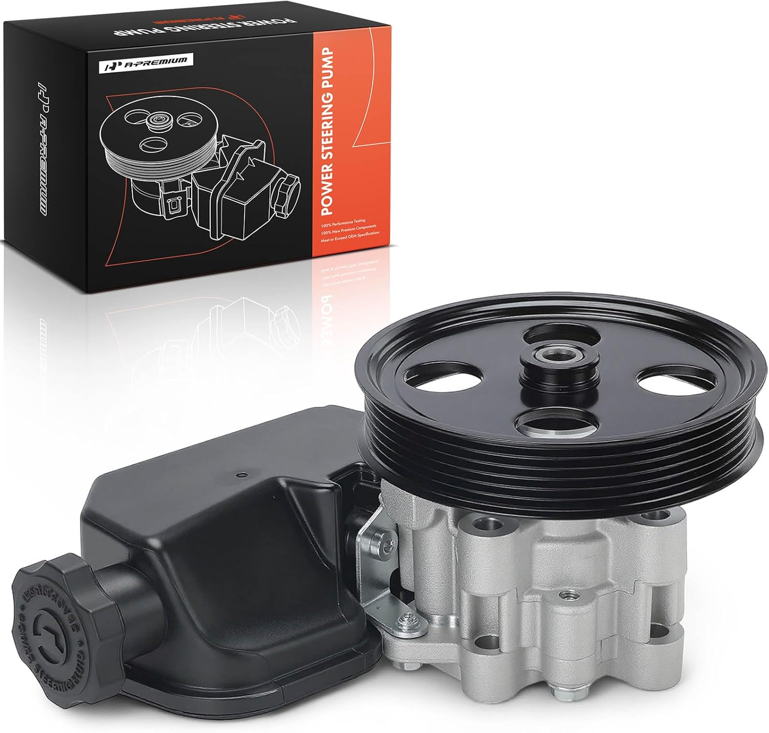 A-Premium Power Steering Pump, with Reservoir & 6-Groove Pulley, Compatible with Jeep WK Series Grand Cherokee 2005-2007 3.7L 4.7L, Grand Cherokee 2006-2010 6.1L, XK Series Commander 2006-2007 3.7L