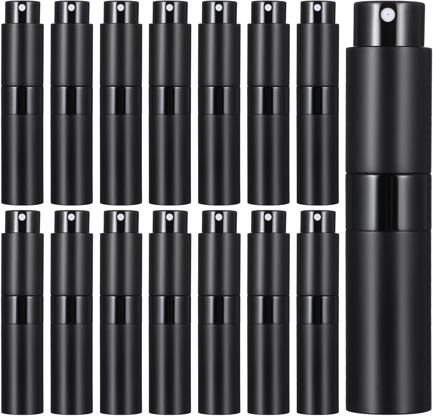 15Pcs 8ML Atomizer Perfume Spray Bottle for Travel, Refillable Perfume Bottle, Empty Cologne Dispenser, Twist Type Pocket Cologne Sprayer, Black