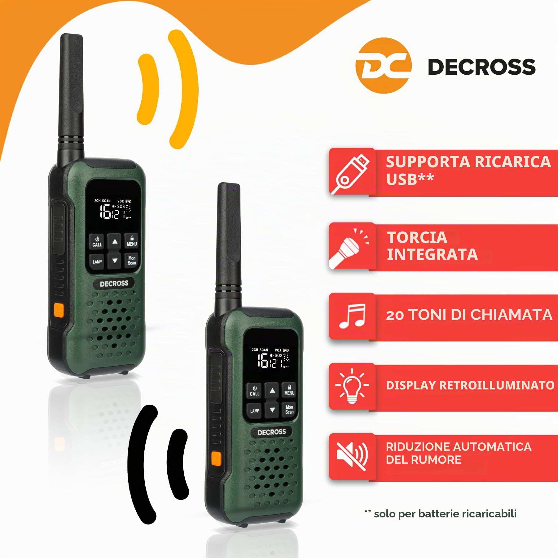 93 Walkie Talkie, Woki Toki Radio Professionali fino a 10 km, PMR 446 16 canali, VOX, torcia, IP67, resistente alle intemperie, vivavoce, auricolari, batteria ricaricabile (2 pezzi)