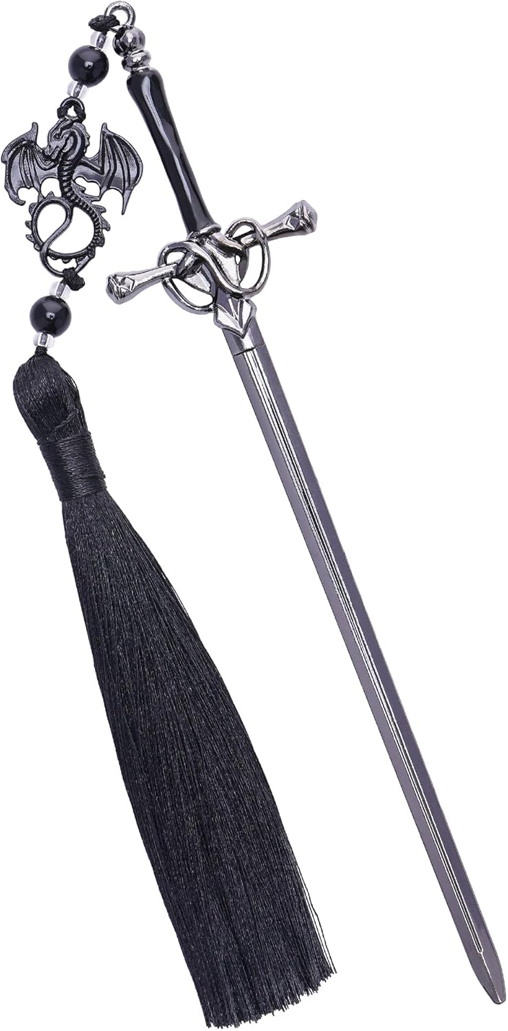 Fantasy Dragon Sword Bookmarks - Cool Fourth Wing Book Mark Gifts Reading Men Merch with Black Tassels Metal Page Markers Book Lovers Novel Fans Boy Bookish Student Teacher Birthday School