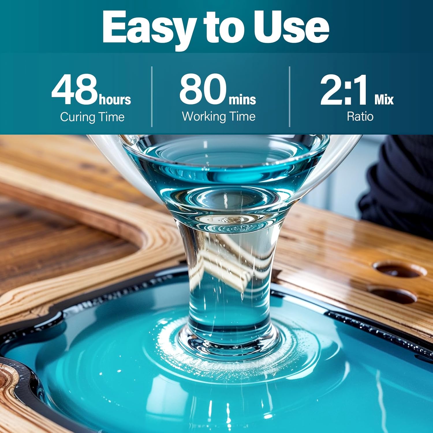 LET'S RESIN EPOXY RESIN Deep Pour Epoxy Resin 1.5 Gallon,2 to 4 Inch Depth Crystal Clear Epoxy for Flower Preservation,Bubble Free & Low Viscosity Casting Resin for River Table,Art,Crafts - Image 4