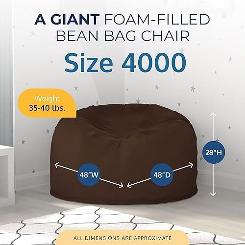 Miniatura 5 de ULTIMATE SACK Sillón tipo puf de 4 pies, puf de gran tamaño para adultos, cómodo sillón tipo puf, sofá tipo puf para tumbarse, sofá tipo puf para