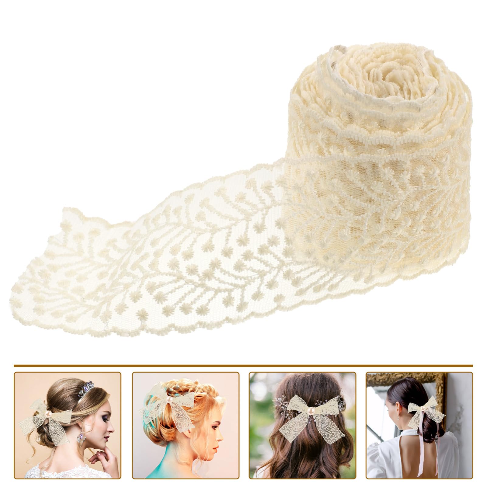 NUOBESTY 4rollos Cinta De Encaje Para Manualidades De Ribete Decorativo Para y Accesorios De Pelo Material De Encaje Elegante y