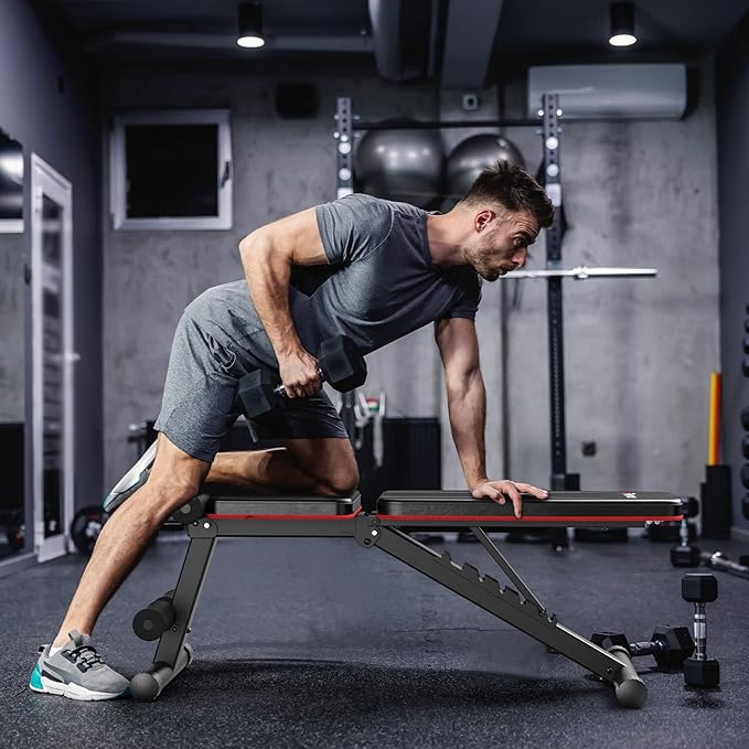 The PASYOU Adjustable Weight Bench is designed for full-body workouts, offering flexibility and functionality for home gym enthusiasts. This multi-purpose bench allows users to perform a variety of exercises, targeting different muscle groups efficiently. It features an adjustable backrest with several incline and decline positions, which is essential for performing diverse exercises such as bench presses, sit-ups, and other strength training routines. The versatility of this bench makes it suitable for both beginners and experienced athletes seeking comprehensive workout options.
