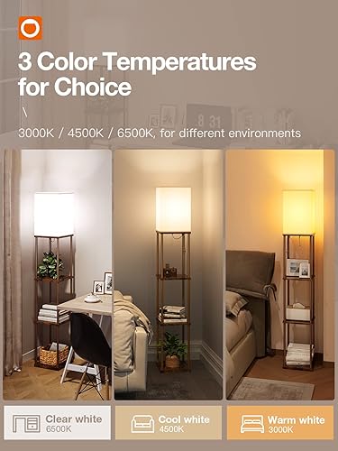 Miniatura 2 de addlon Lámpara de pie con estantes, lámpara de pie moderna de 4 niveles con bombilla LED 3CCT, lámpara de exhibición para sala de estar, dormitorio