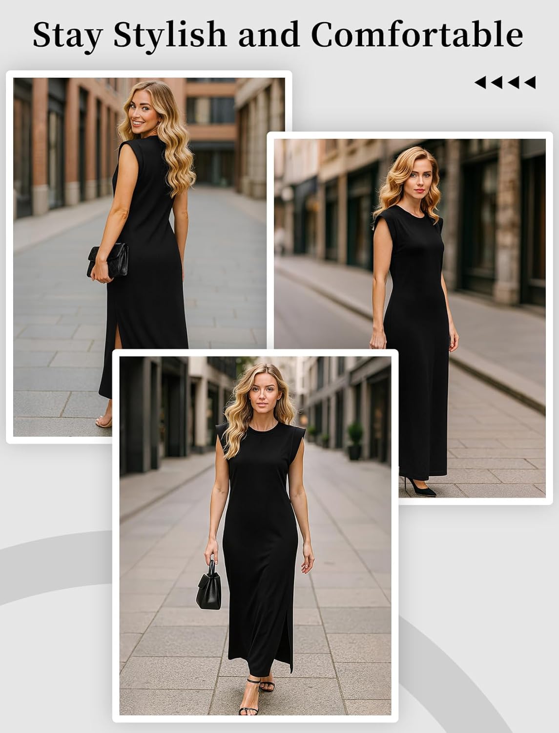 Maxi Dresses for Women Summer Casual Round Neck Loose Split Wrinkle-Free Long Maxi Dress Summer Vacation Dress with Pockets - Image 5